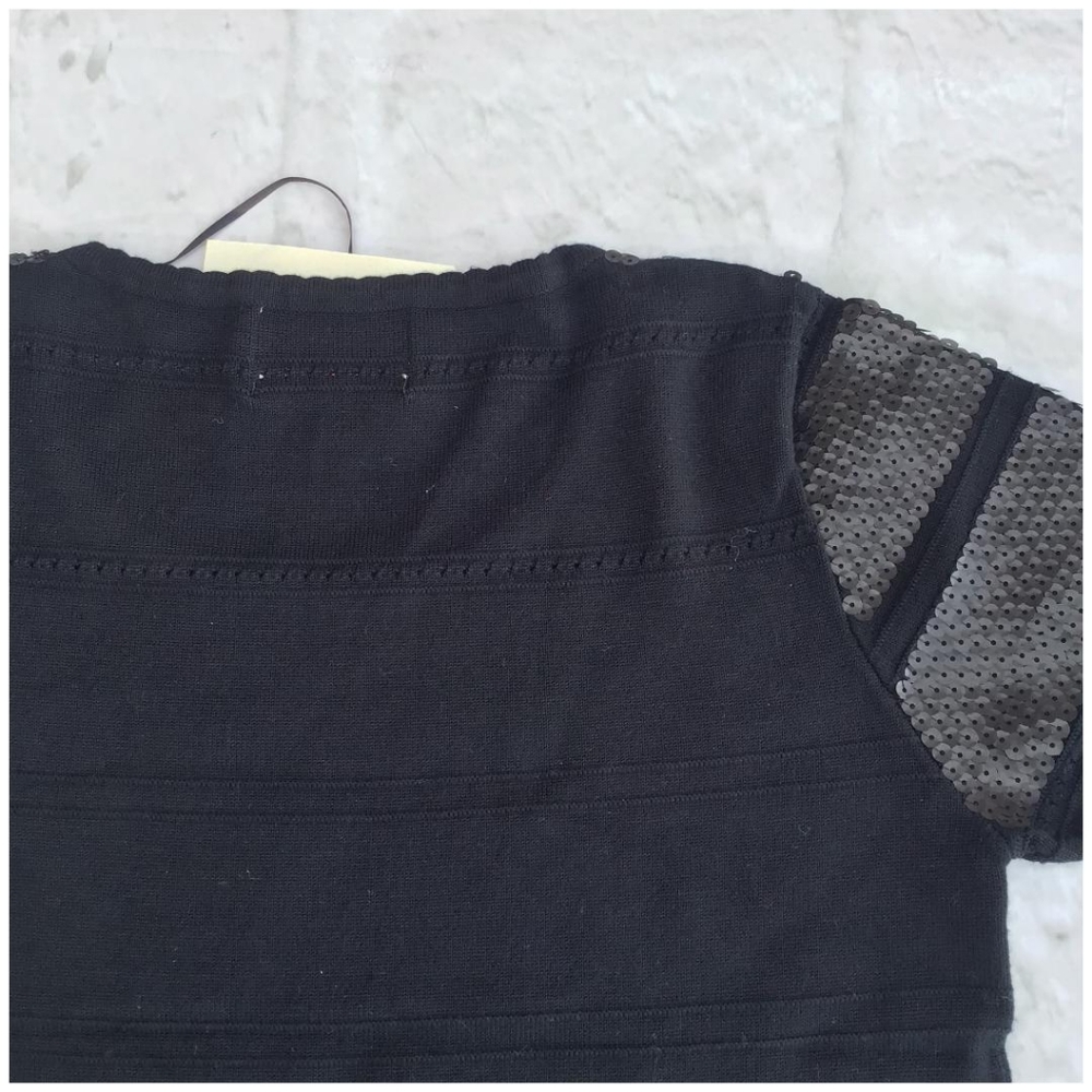 LAST ONE! SKIES ARE BLUE Stitch Fix Matte Black Sequins Top - Picture 4 of 8
